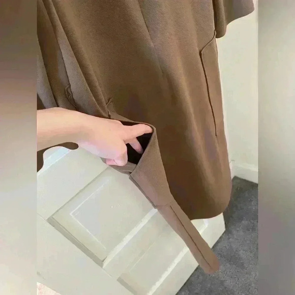 Zara oversized tan modest dress with pockets‎ - Picture 4 of 9